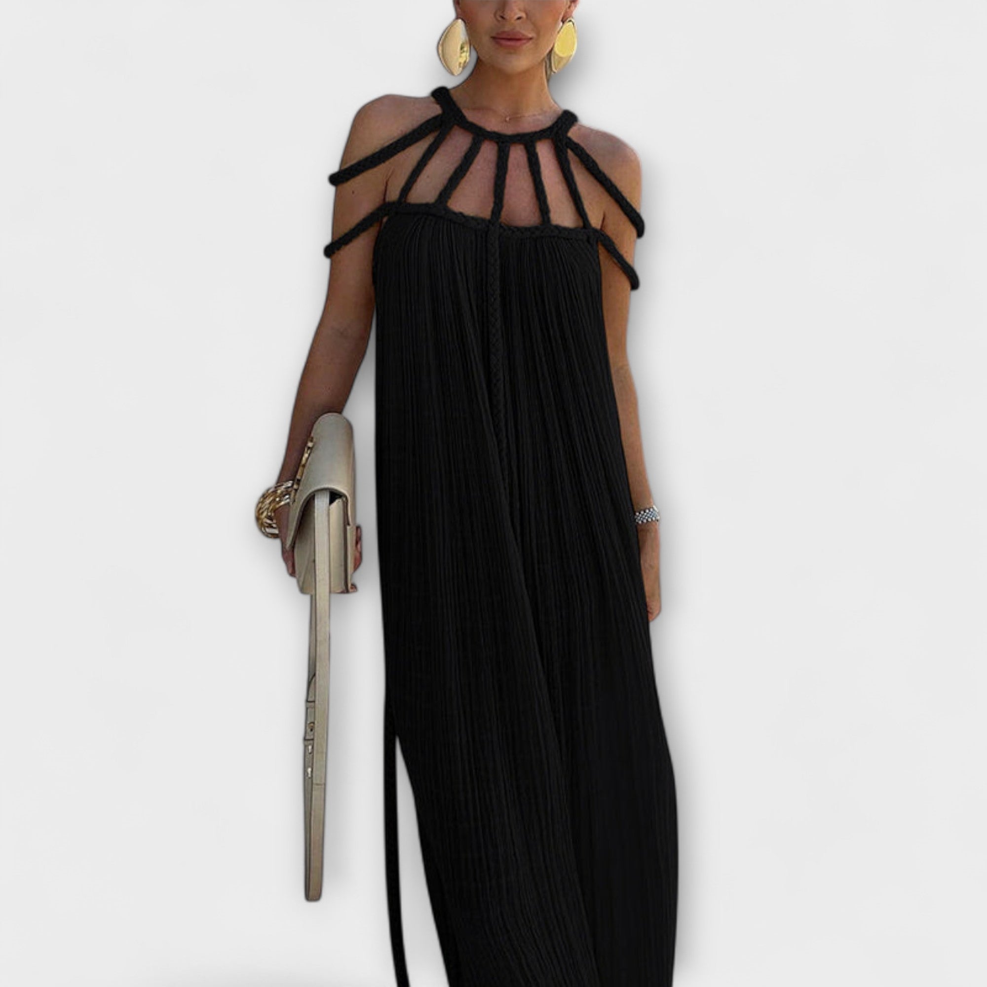 Briar - Maxi šaty z lněné směsi s draped ramínky